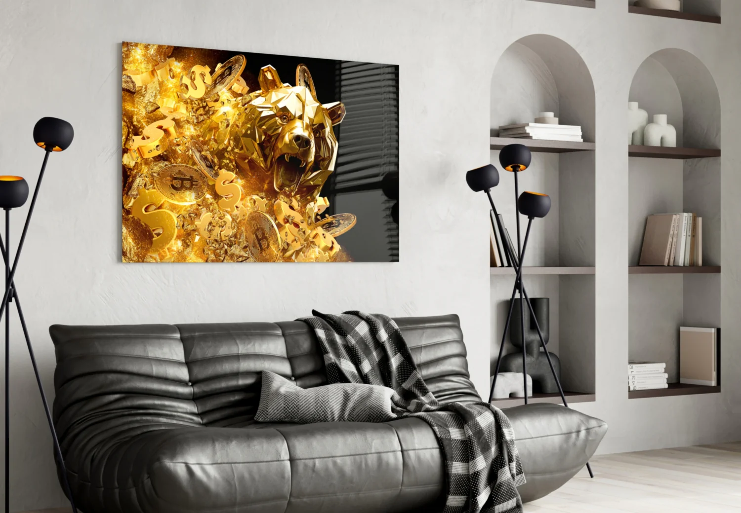 Golden Bear Bitcoin Glass Wall Art - Image 4