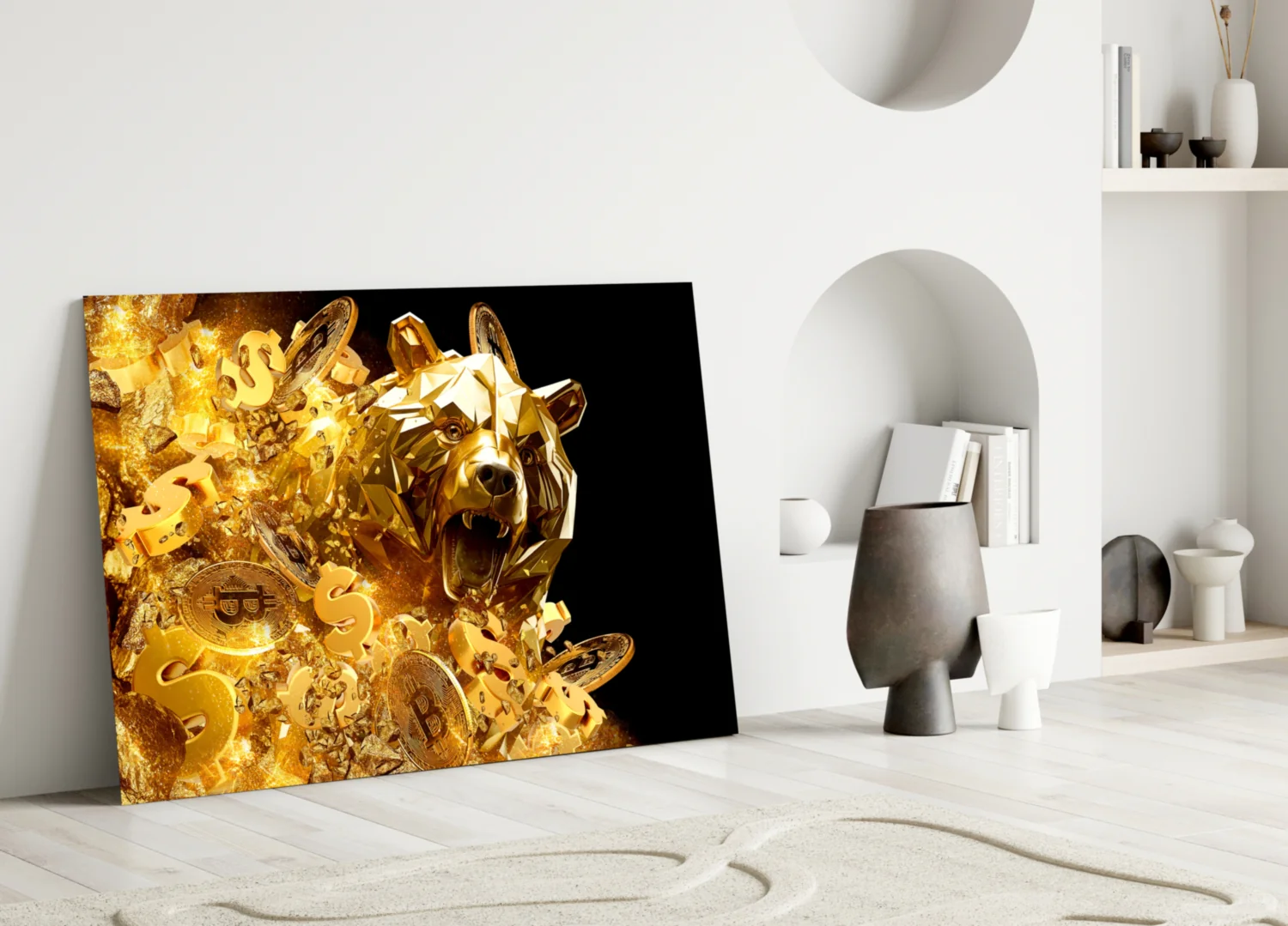 Golden Bear Bitcoin Glass Wall Art - Image 5