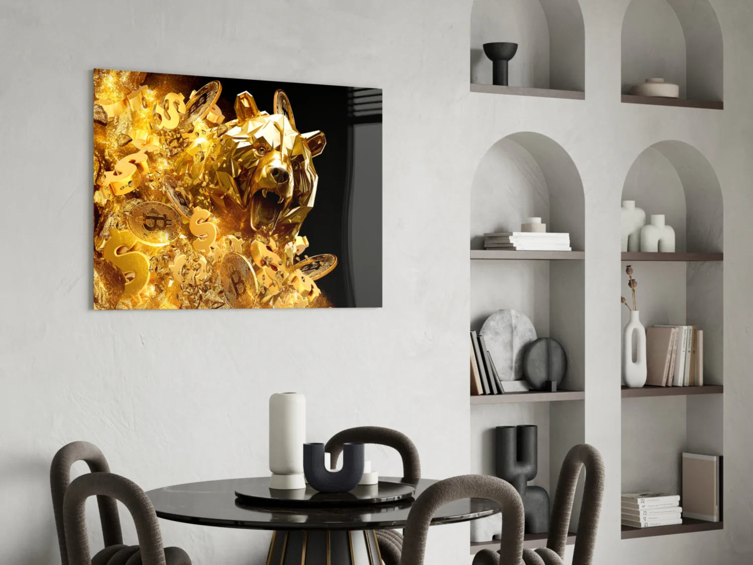 Golden Bear Bitcoin Glass Wall Art - Image 6