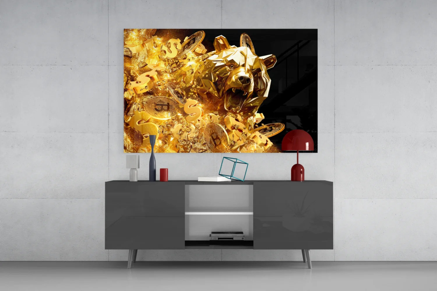 Golden Bear Bitcoin Glass Wall Art - Image 8