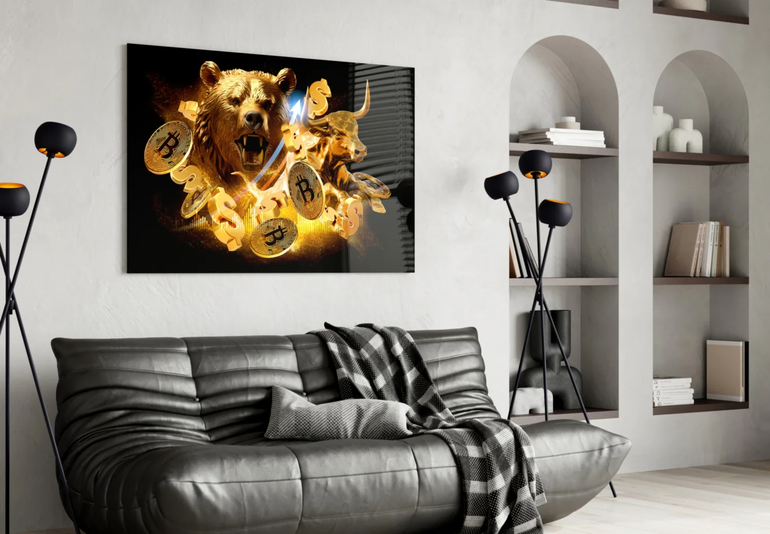 Bitcoin Bull and Bear Glass Wall Art - Image 4