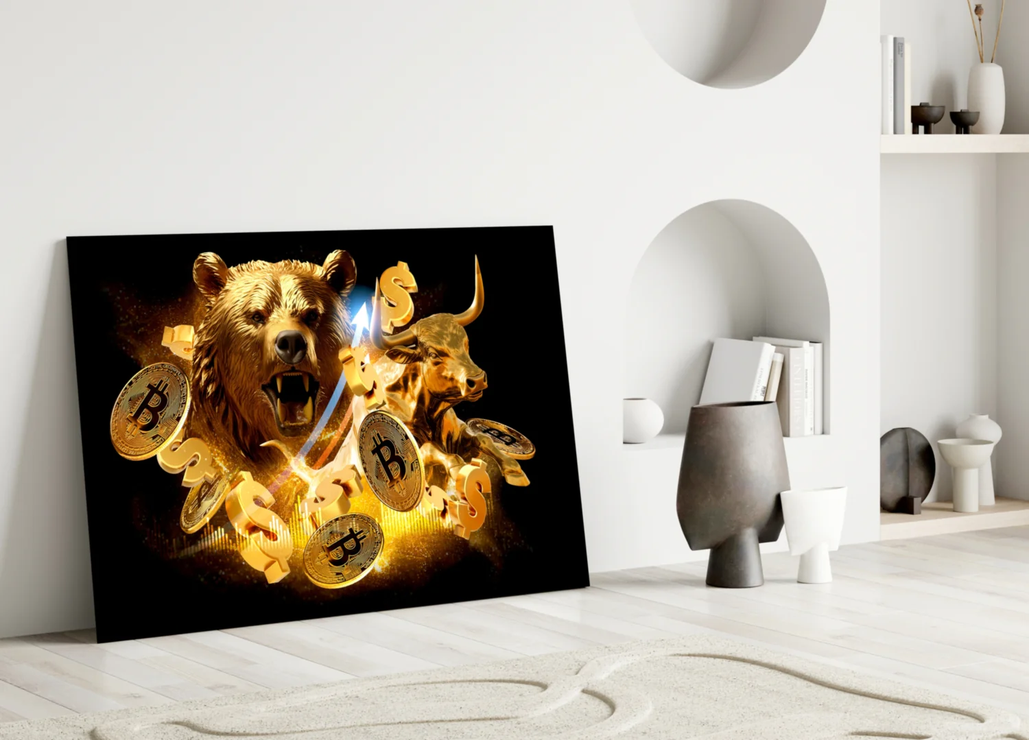 Bitcoin Bull and Bear Glass Wall Art - Image 5