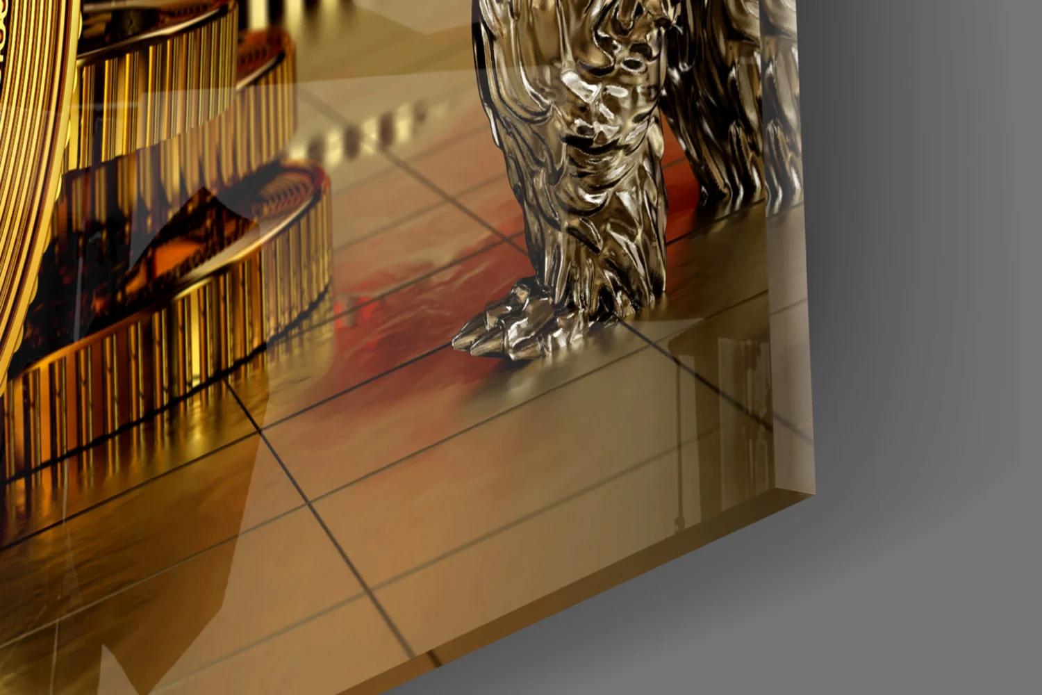 Bitcoin Bull and Bear Glass Wall Art - Image 3