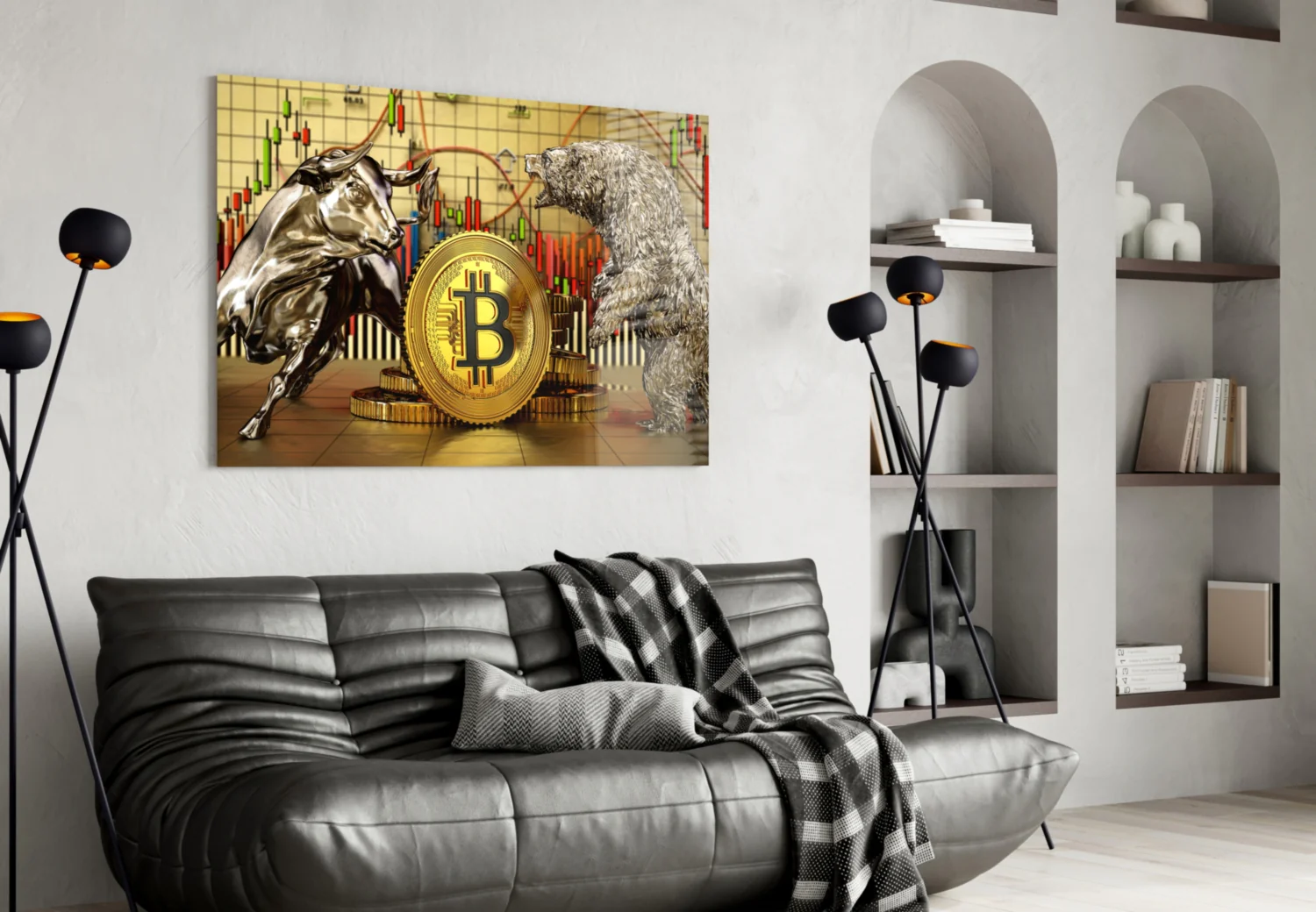 Bitcoin Bull and Bear Glass Wall Art - Image 4