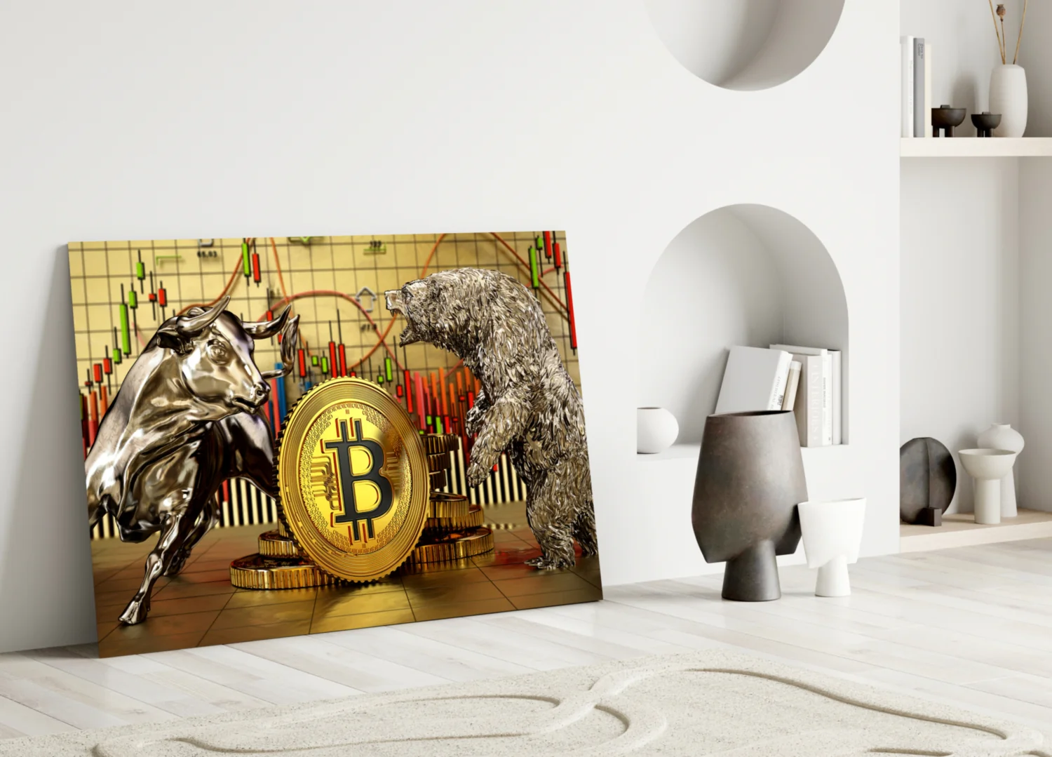 Bitcoin Bull and Bear Glass Wall Art - Image 5
