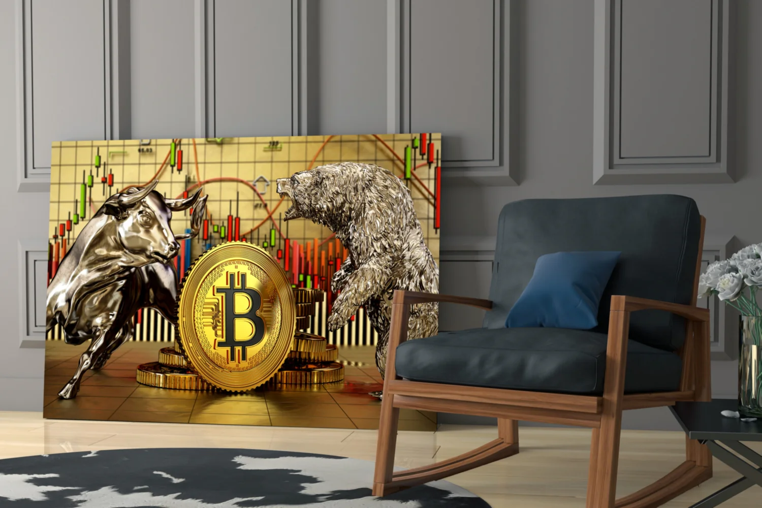 Bitcoin Bull and Bear Glass Wall Art - Image 7