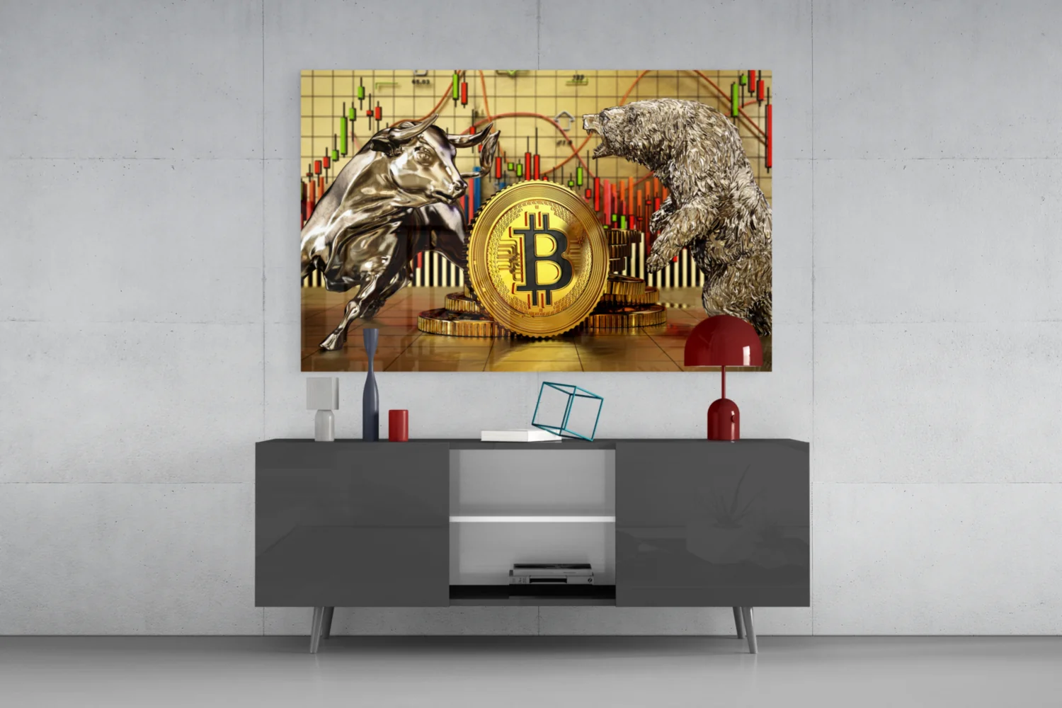 Bitcoin Bull and Bear Glass Wall Art - Image 8