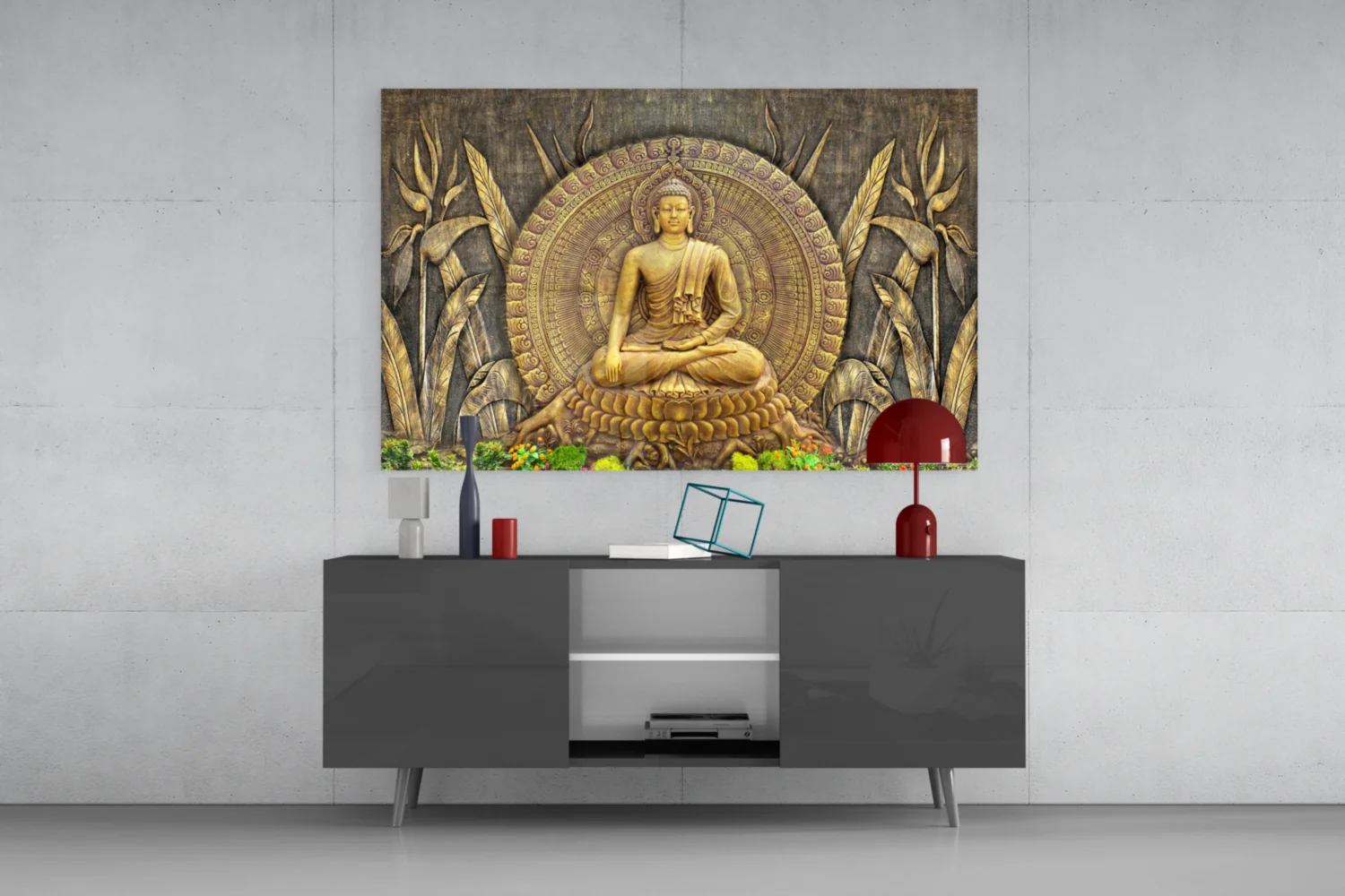 Golden Buddha Serenity Glass Wall Art - Image 8
