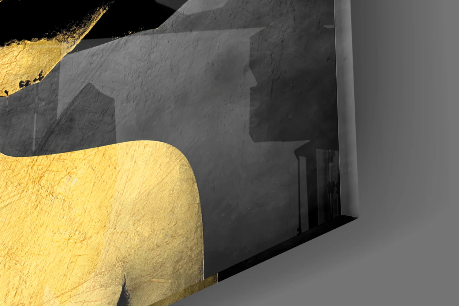 Golden Rose Head Glass Wall Art - Image 3