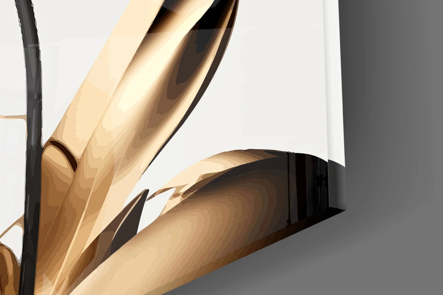Elegant Black & Gold Peony Glass Wall Art - Image 3