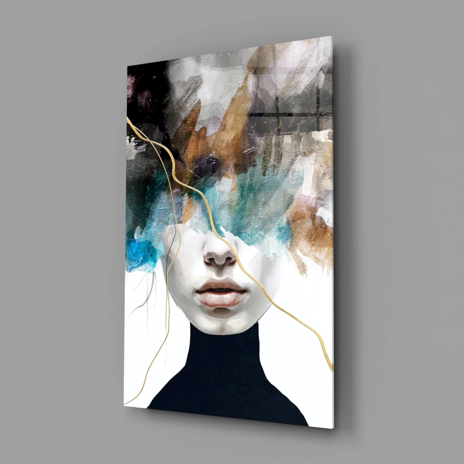 Ethereal Abstract Portrait Glass Wall Art - Image 2