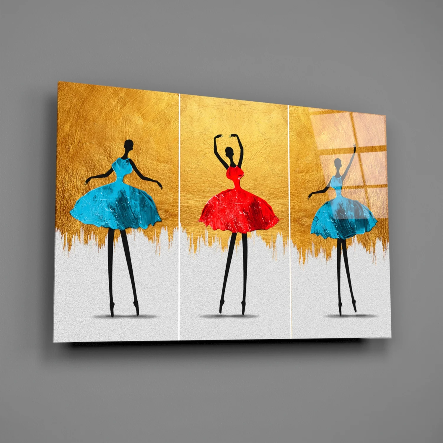 Elegant Ballet Dancers Triptych Glass Wall Art - Image 2