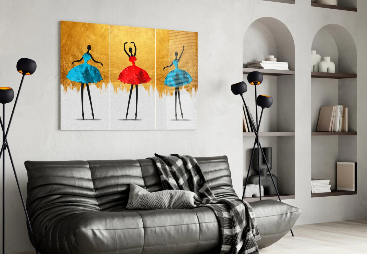 Elegant Ballet Dancers Triptych Glass Wall Art - Image 4