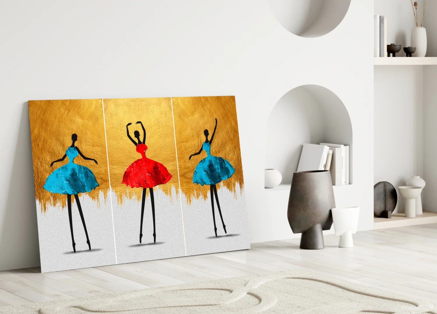 Elegant Ballet Dancers Triptych Glass Wall Art - Image 5
