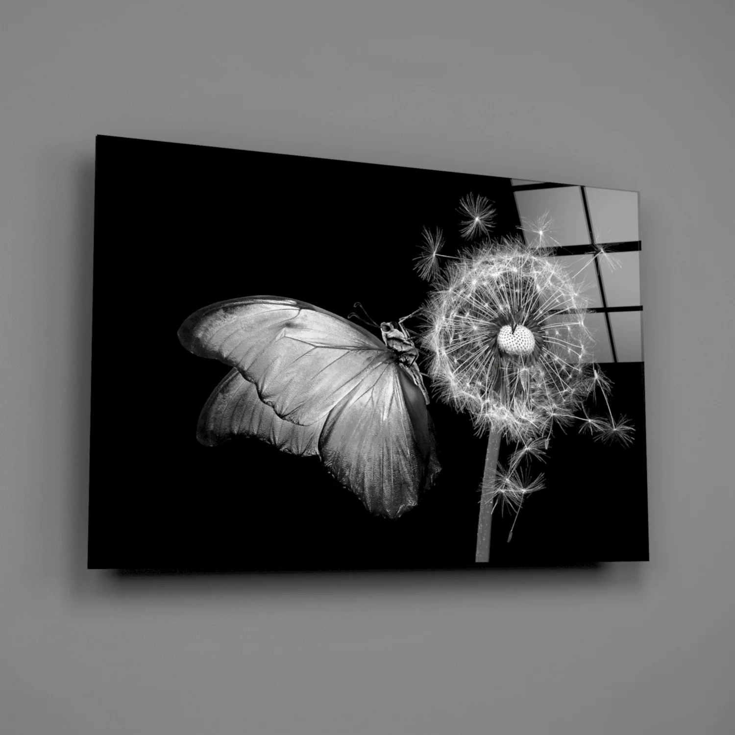 Butterfly & Dandelion Glass Wall Art - Image 2