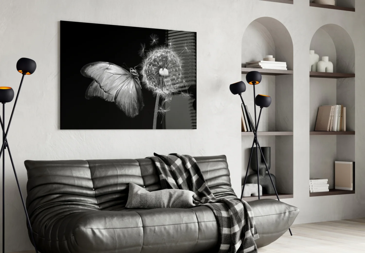 Butterfly & Dandelion Glass Wall Art - Image 4