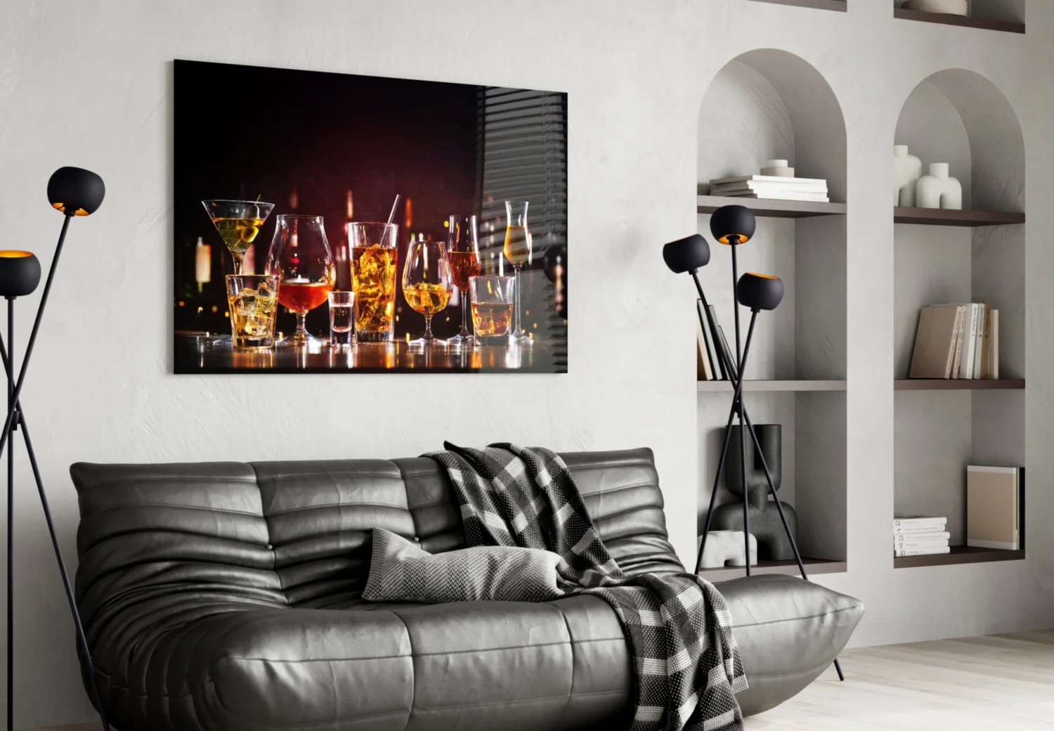 Elegant Cocktail Glasses Glass Wall Art - Image 4