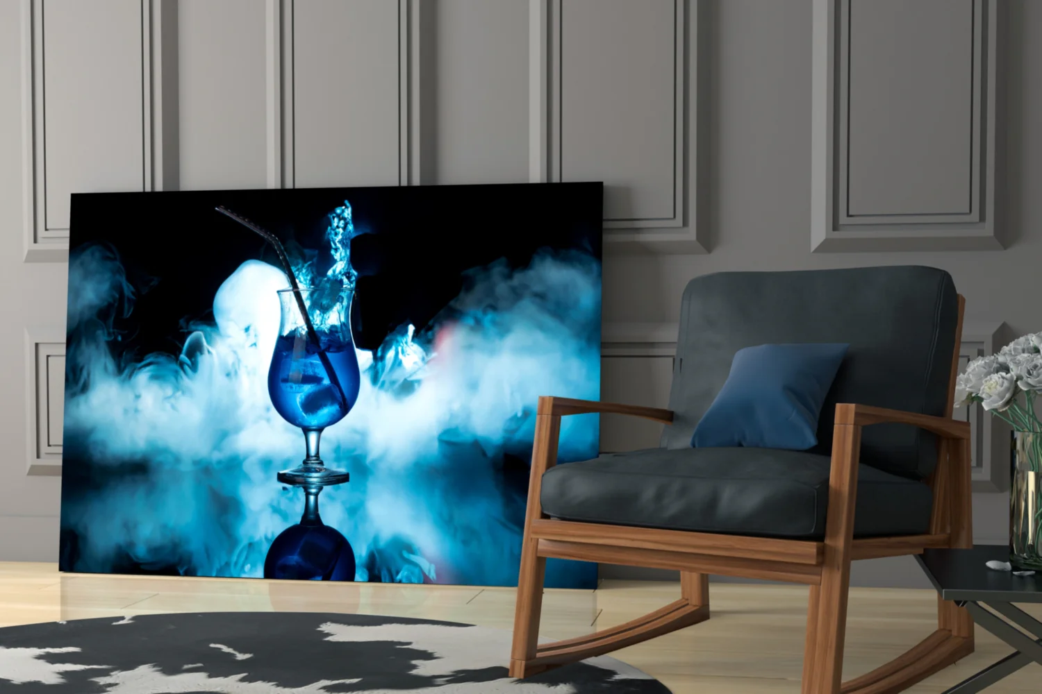 Mystic Blue Cocktail Glass Wall Art - Image 7