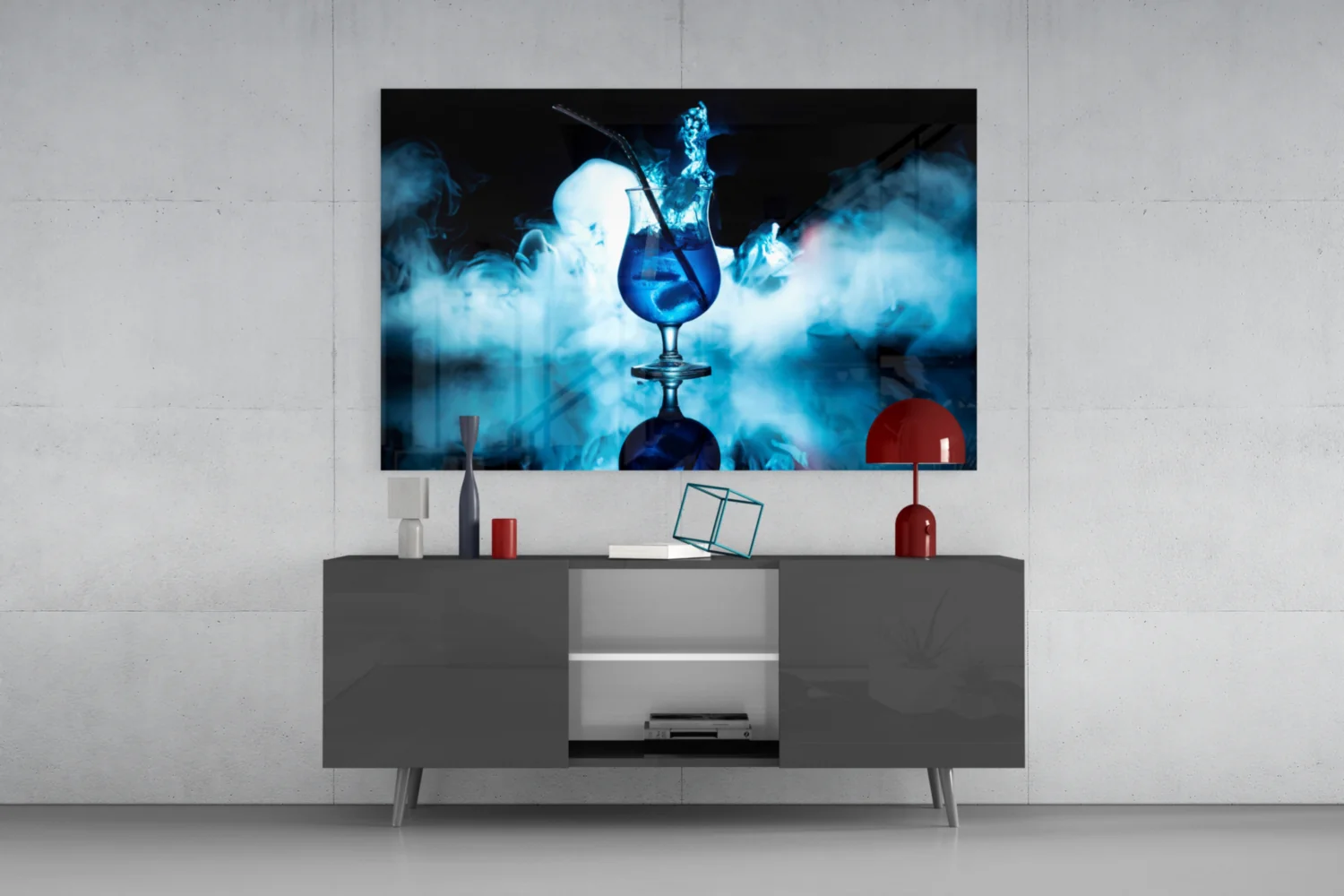 Mystic Blue Cocktail Glass Wall Art - Image 8