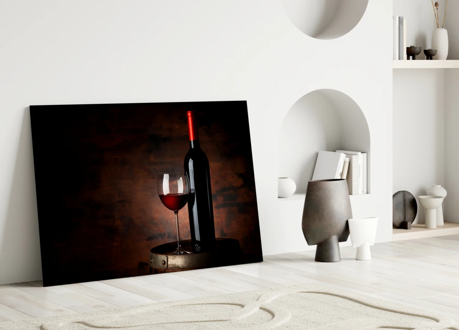 Elegant Red Wine Still Life Glass Wall Art - Image 5