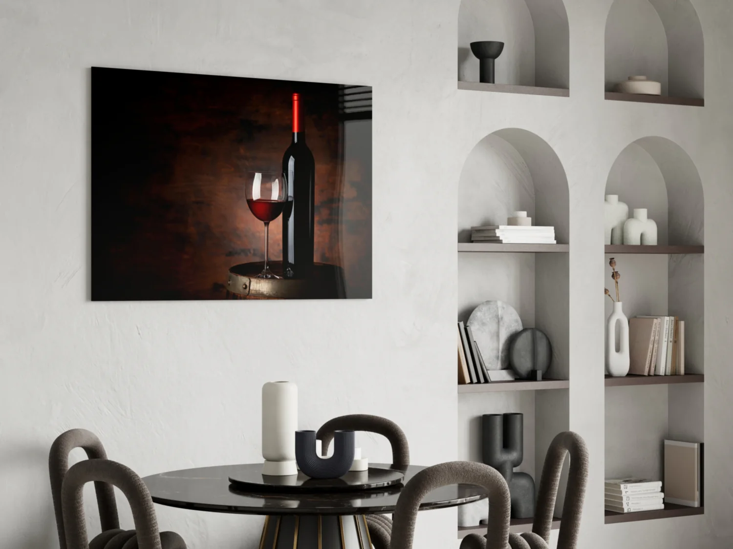 Elegant Red Wine Still Life Glass Wall Art - Image 6