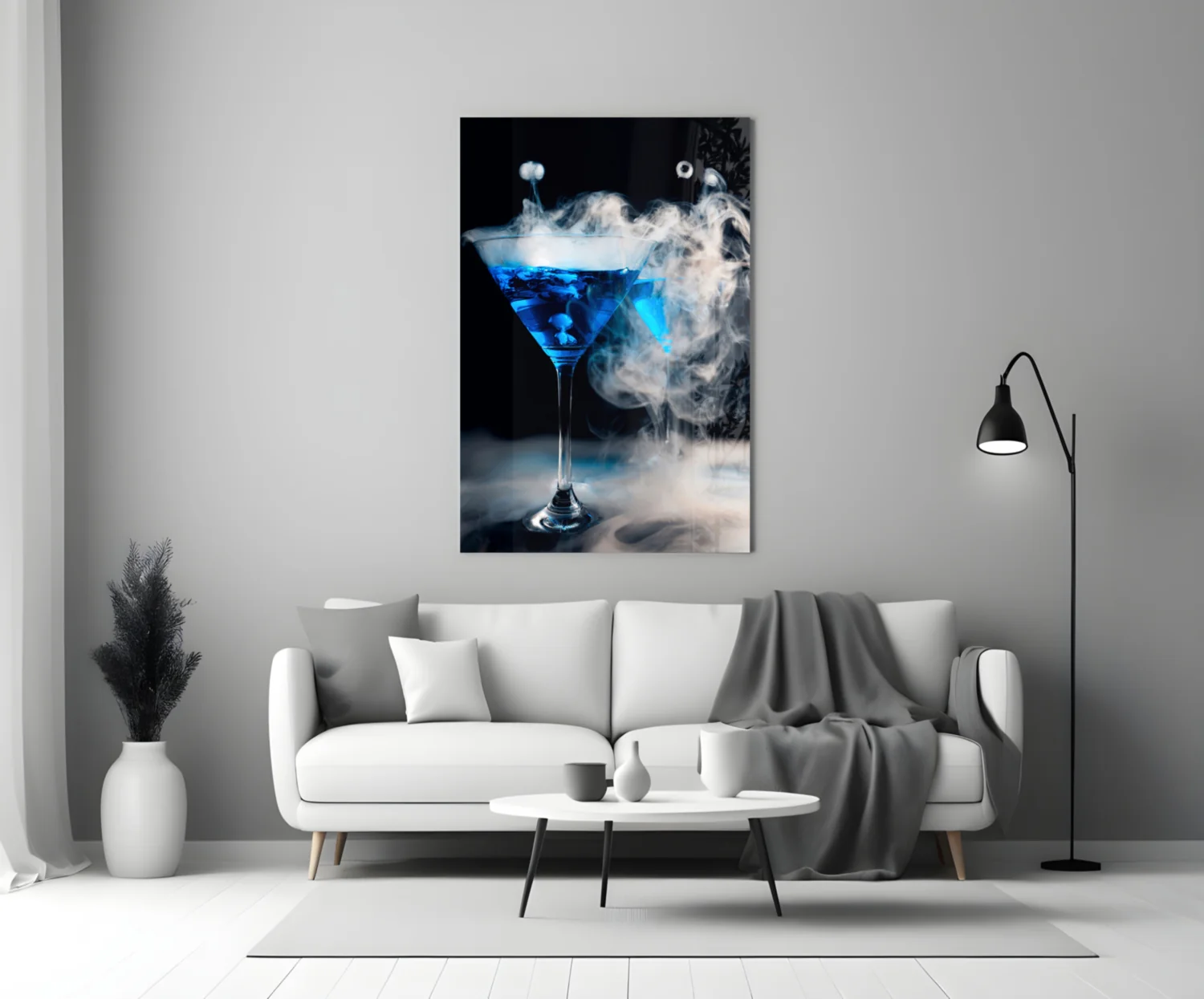 Mystic Blue Smoke Martini Glass Wall Art - Image 5
