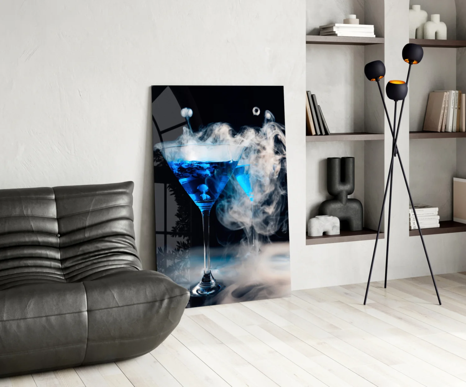 Mystic Blue Smoke Martini Glass Wall Art - Image 6