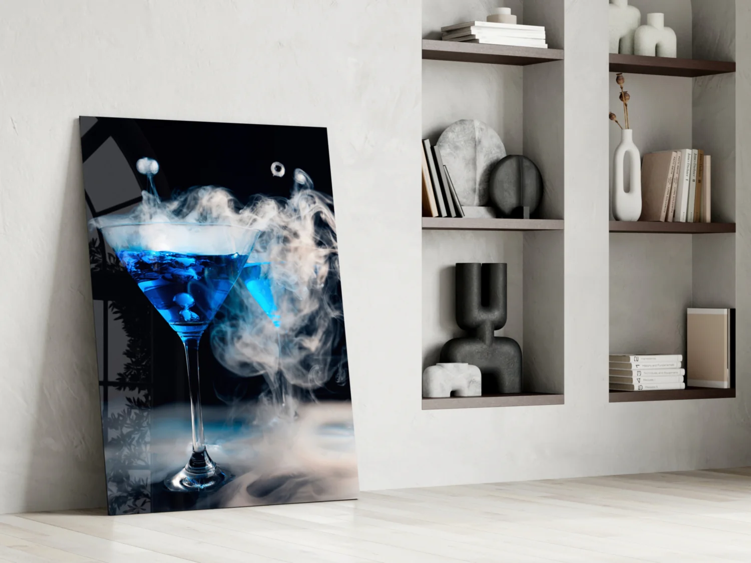 Mystic Blue Smoke Martini Glass Wall Art - Image 7