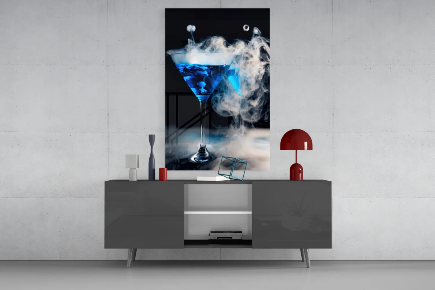 Mystic Blue Smoke Martini Glass Wall Art - Image 8