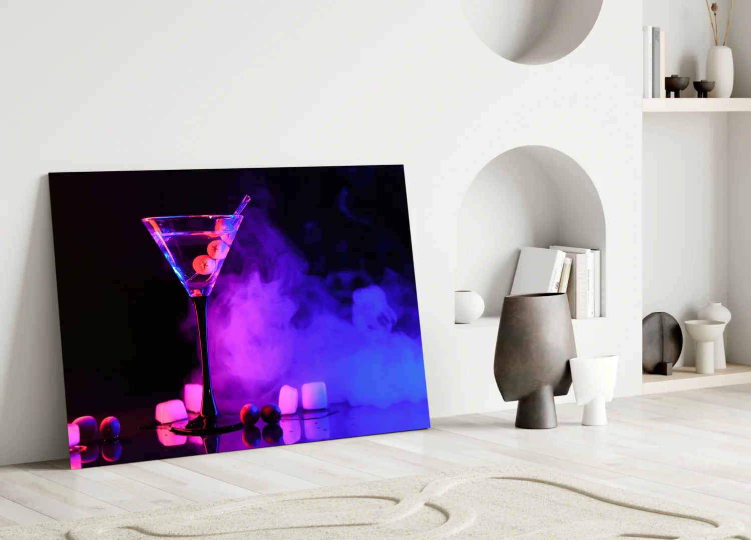 Glowing Martini in Neon Glass Wall Art - Image 5