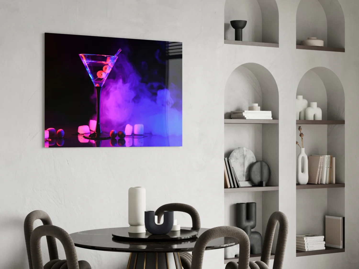 Glowing Martini in Neon Glass Wall Art - Image 6