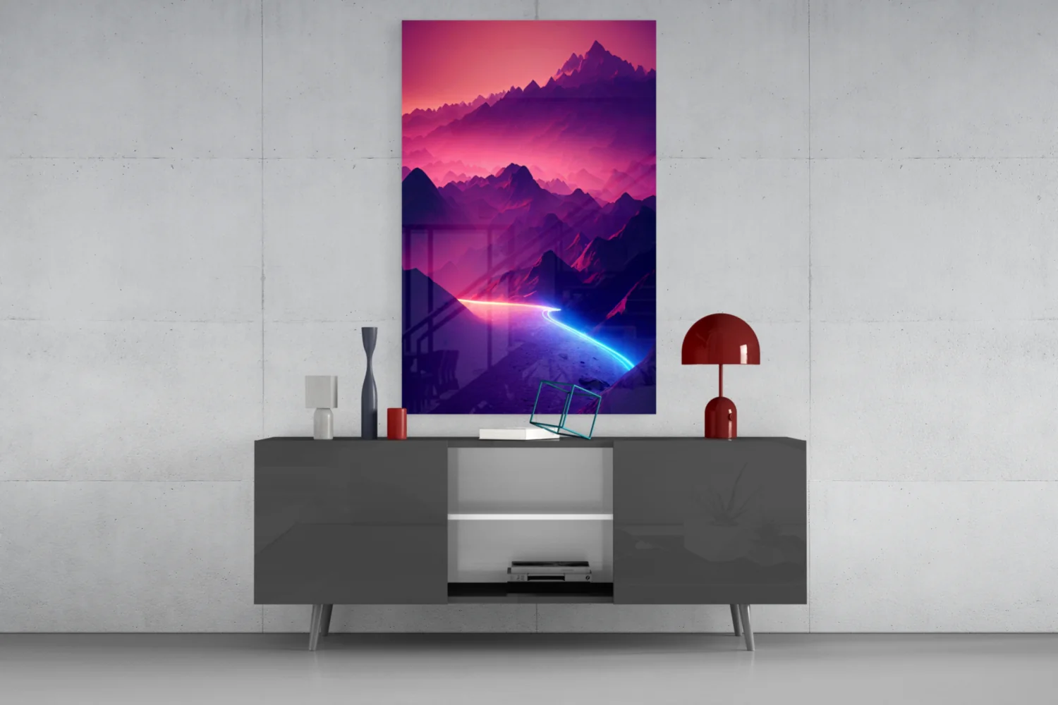 Neon Mountain Horizon Glass Wall Art - Image 8