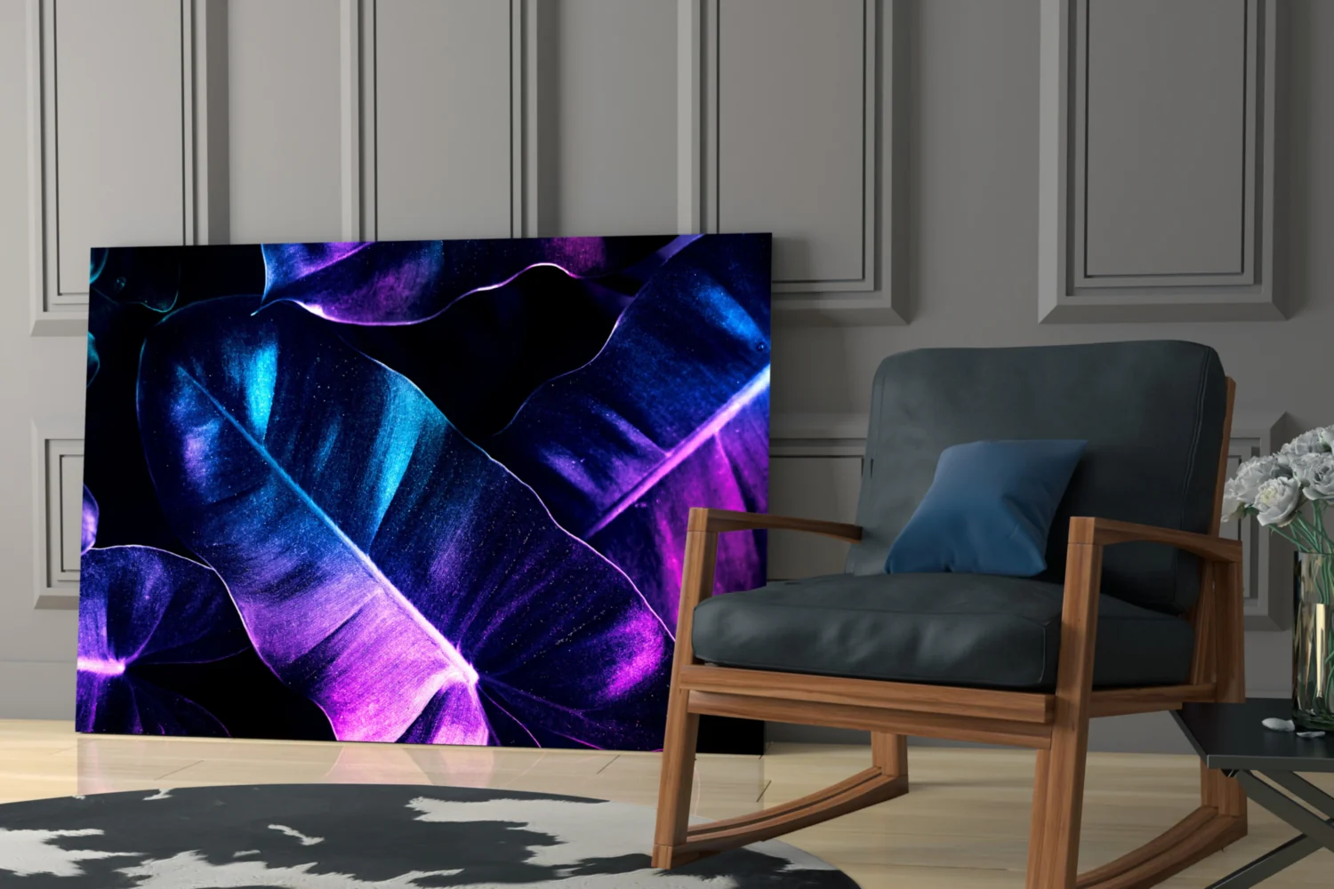 Glowing Leaves Glass Wall Art - Image 7
