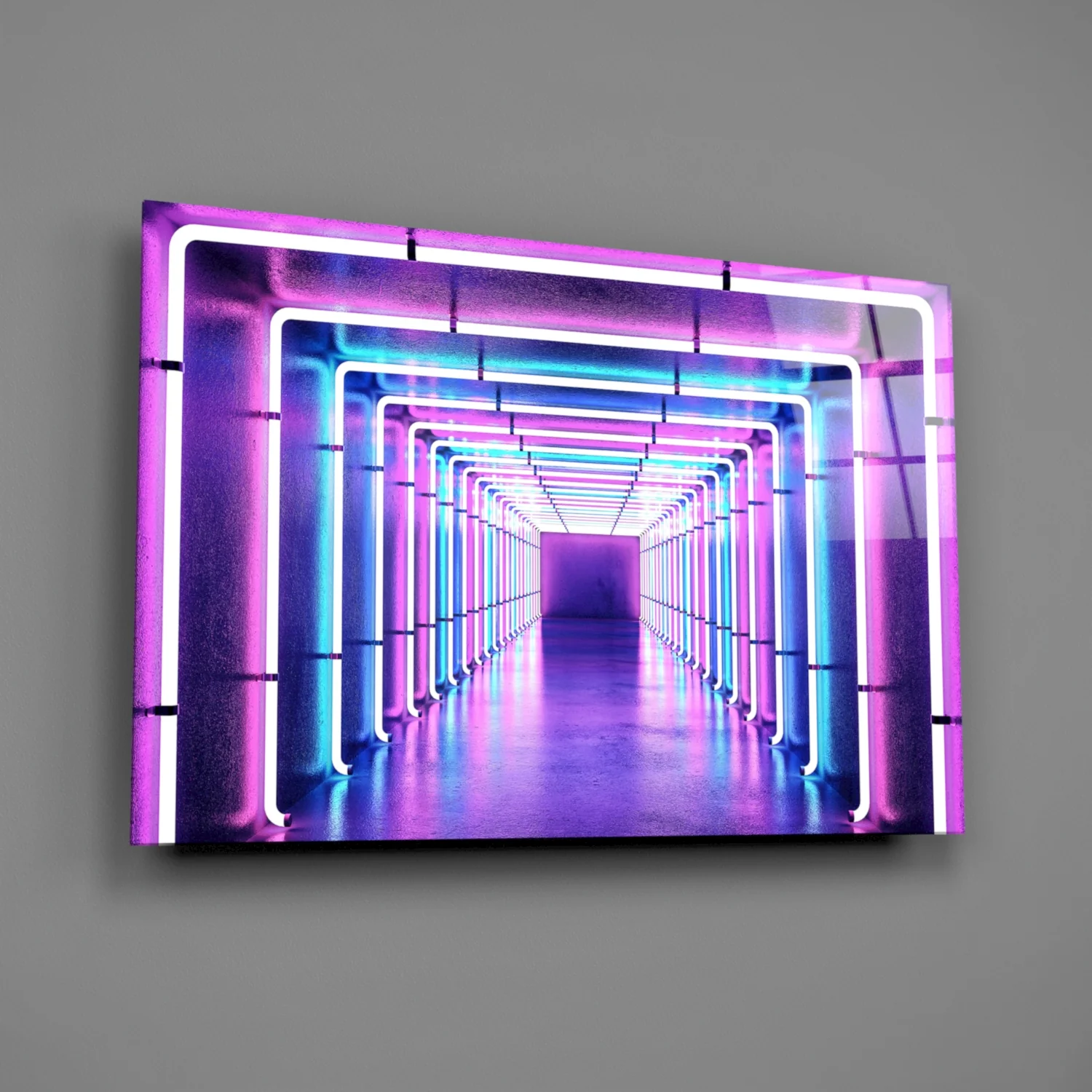 Neon Light Tunnel Glass Wall Art - Image 2