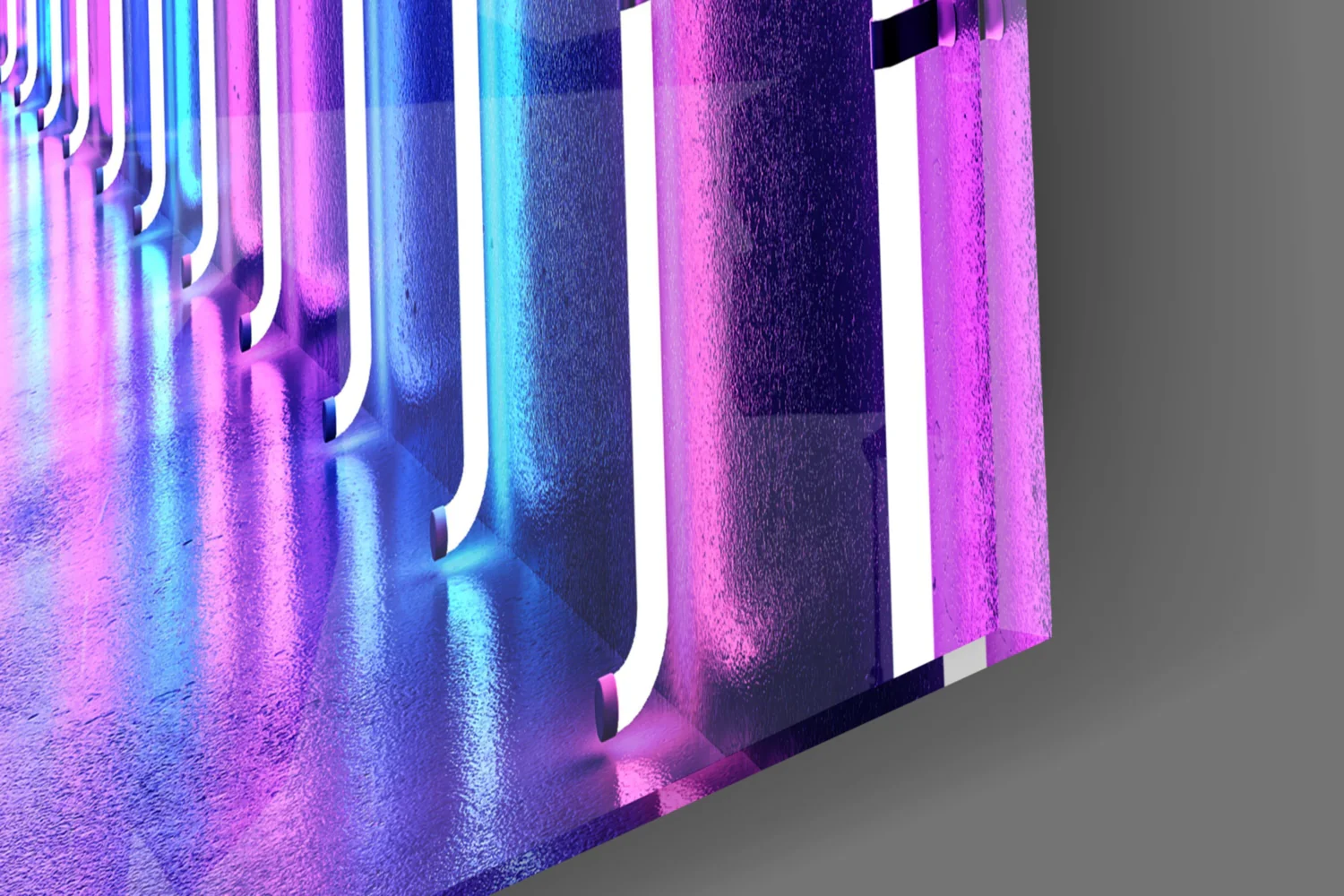 Neon Light Tunnel Glass Wall Art - Image 3