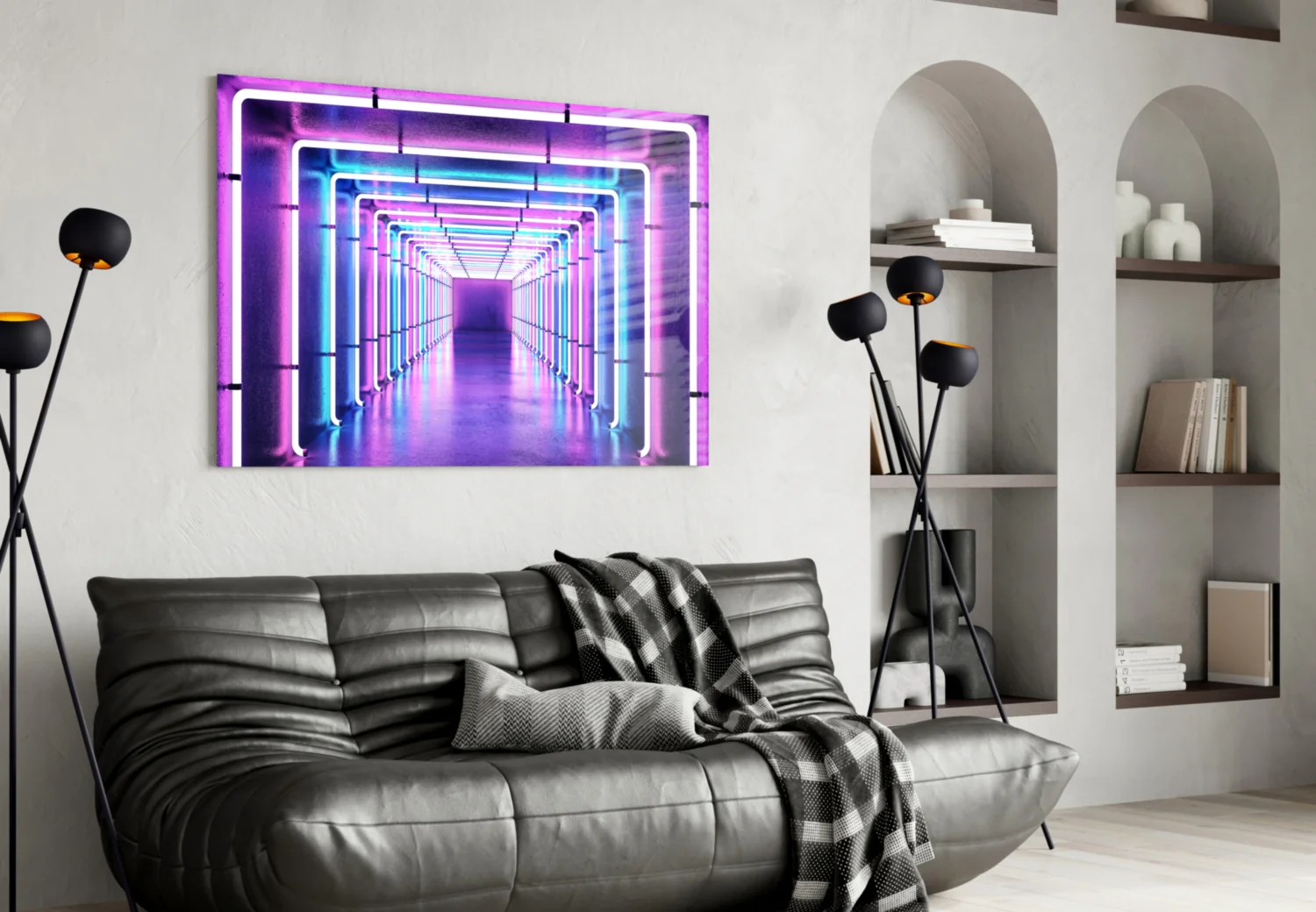 Neon Light Tunnel Glass Wall Art - Image 4