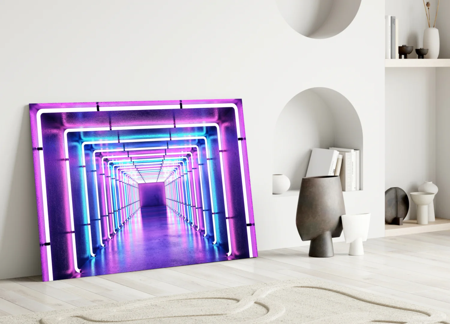 Neon Light Tunnel Glass Wall Art - Image 5