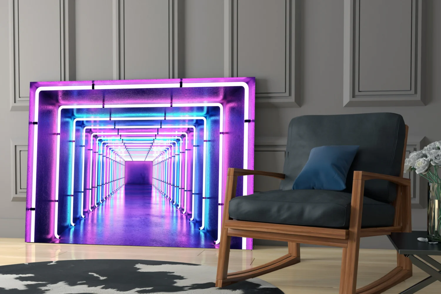 Neon Light Tunnel Glass Wall Art - Image 7