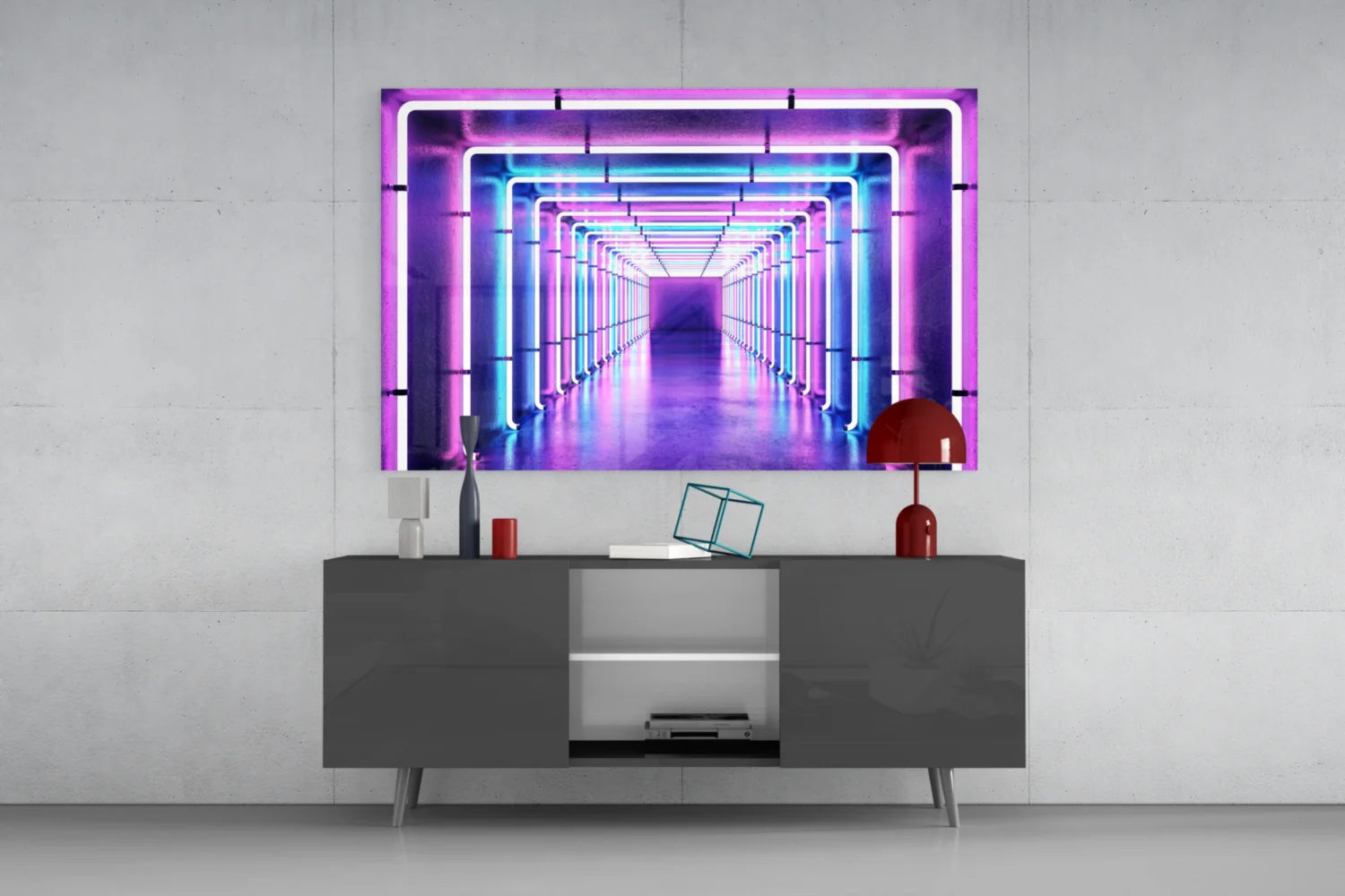 Neon Light Tunnel Glass Wall Art - Image 8