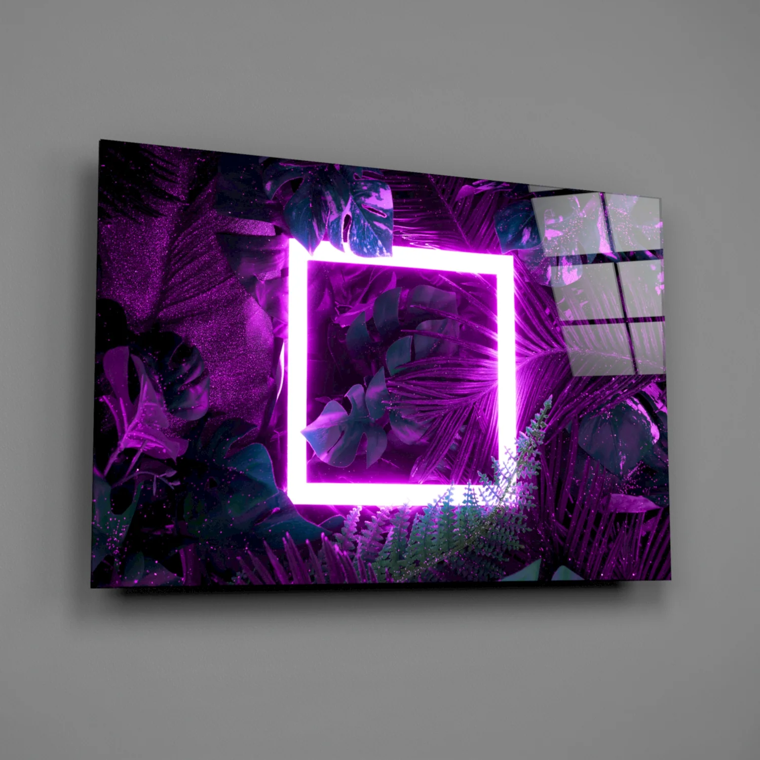 Neon Jungle Square Glass Wall Art - Image 2
