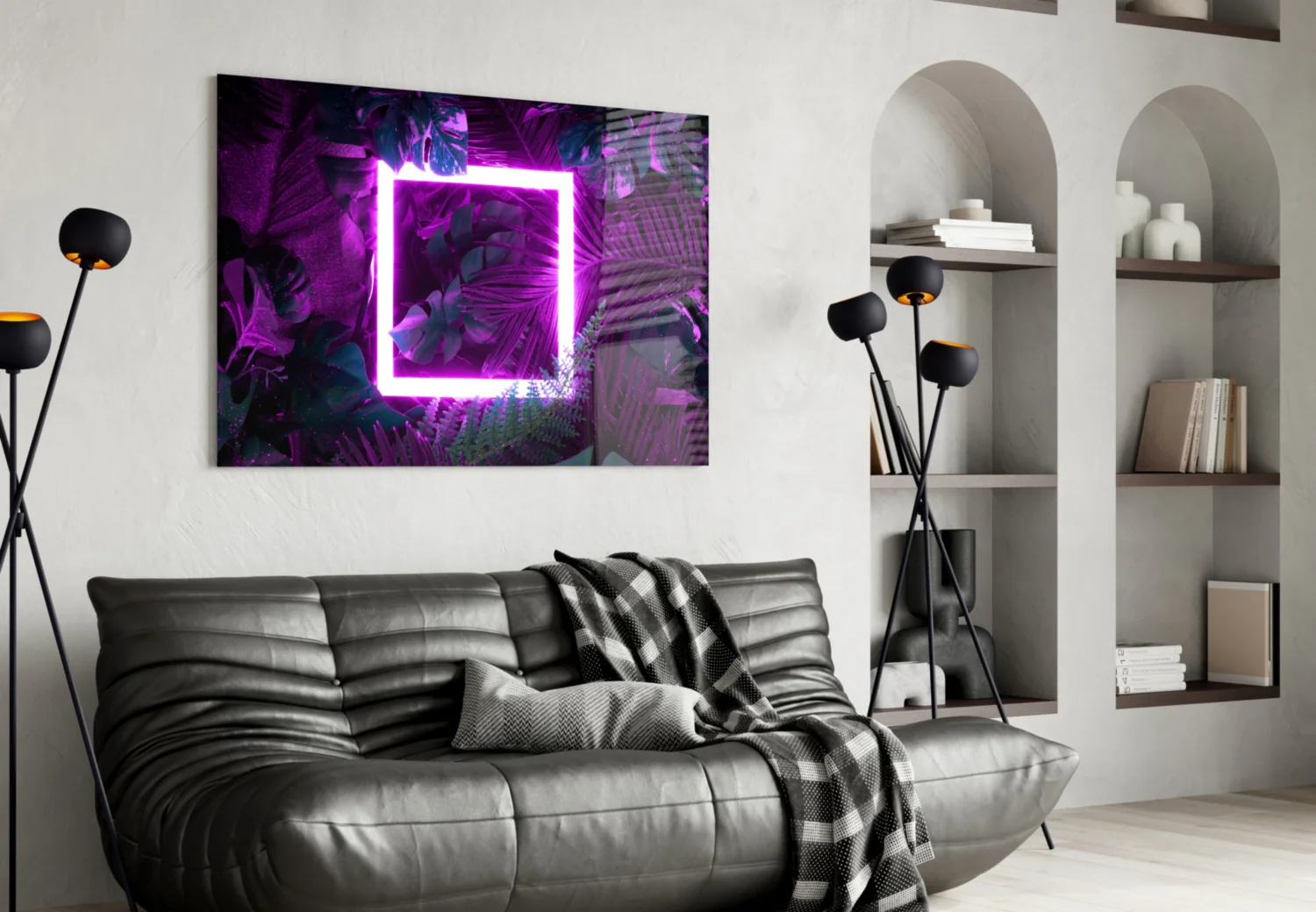 Neon Jungle Square Glass Wall Art - Image 4