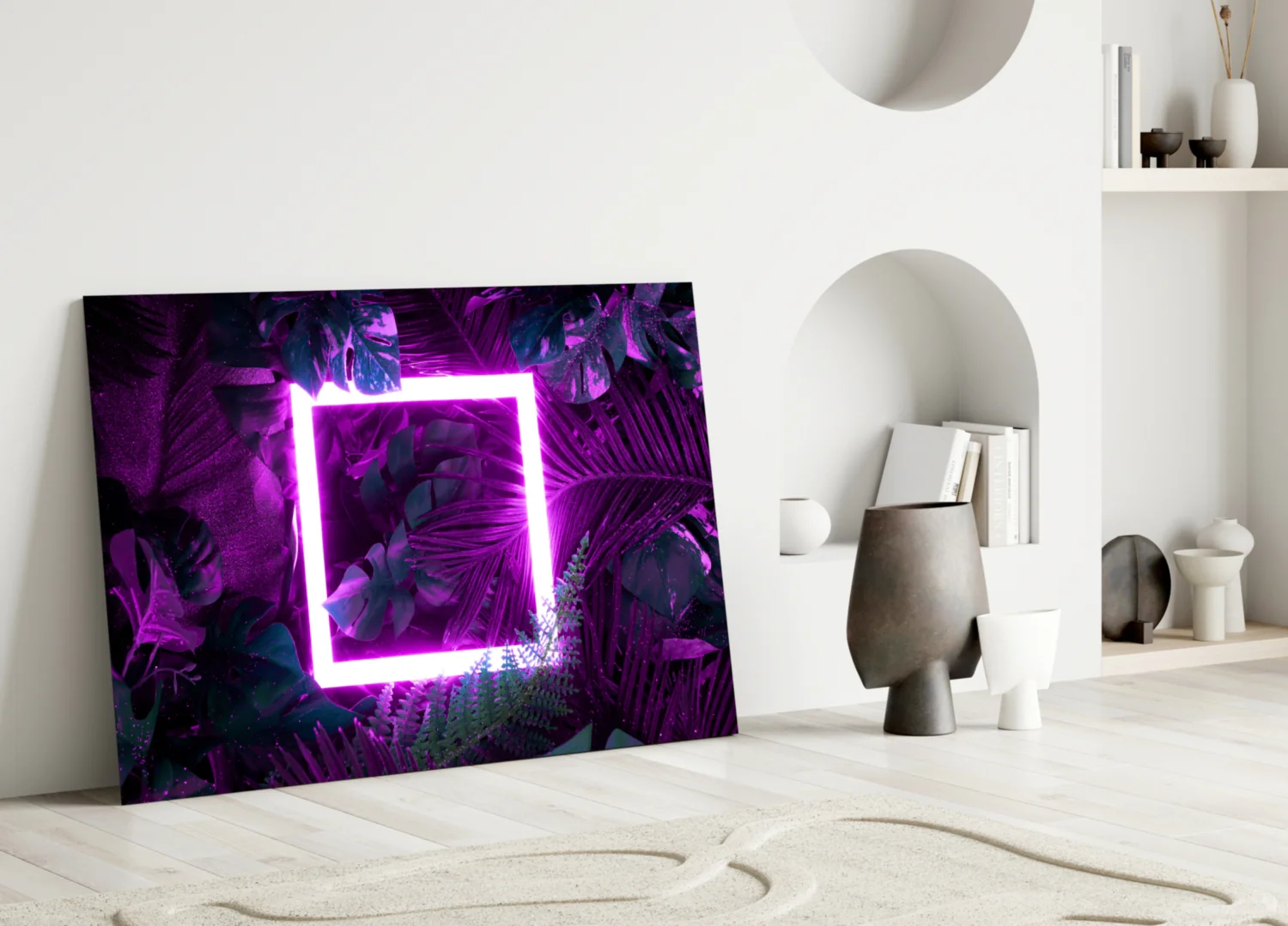 Neon Jungle Square Glass Wall Art - Image 5