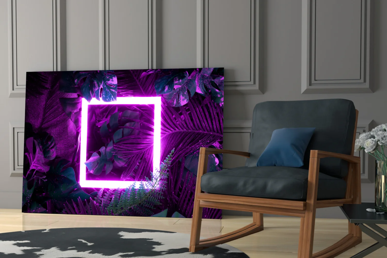 Neon Jungle Square Glass Wall Art - Image 7