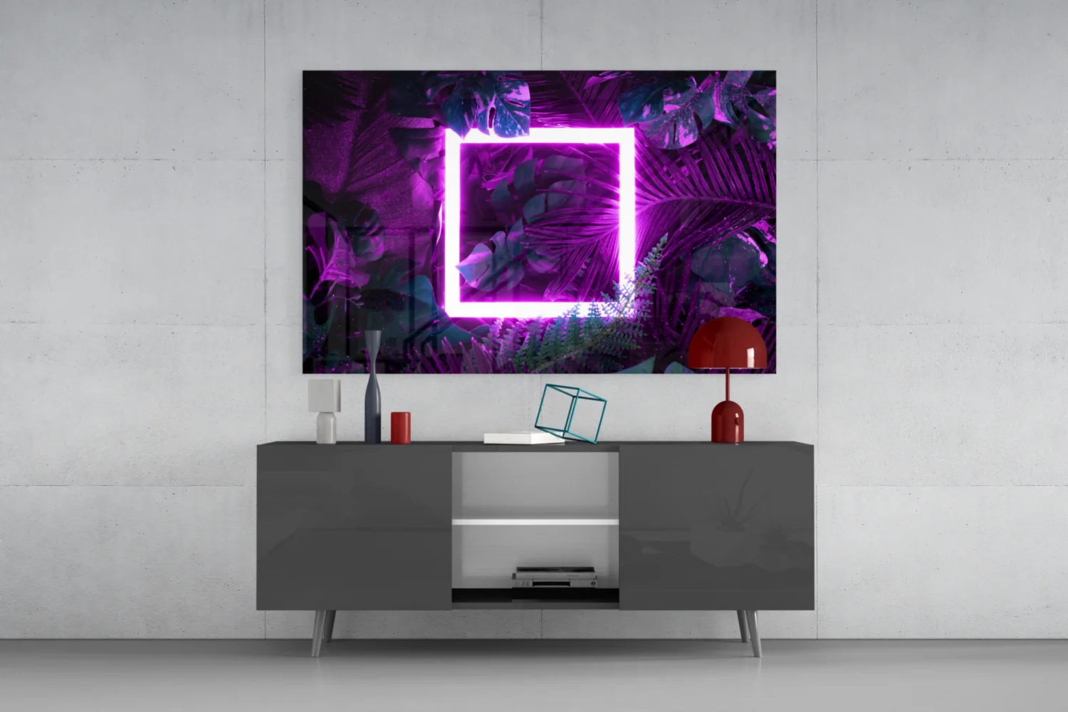 Neon Jungle Square Glass Wall Art - Image 8