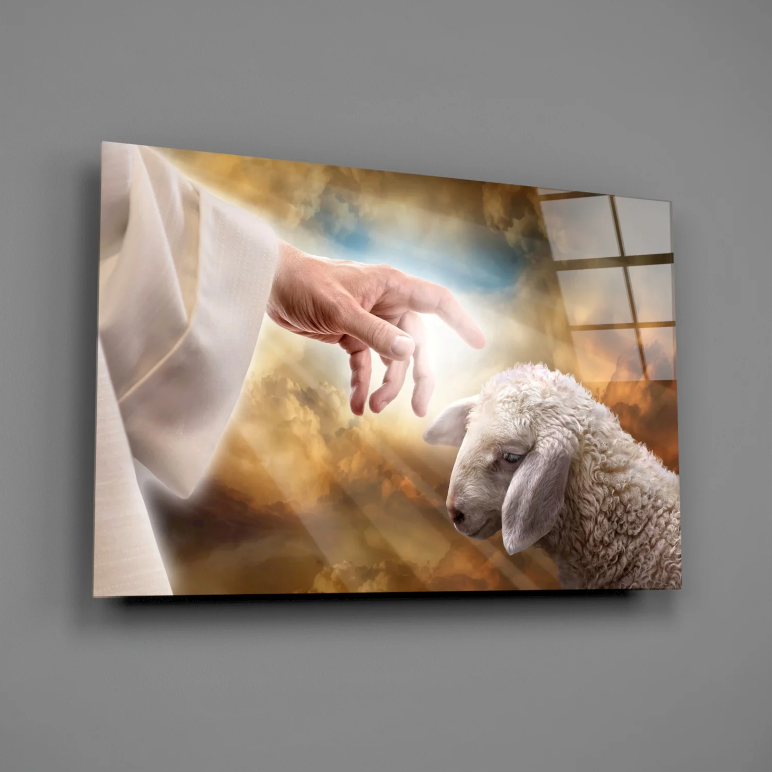 God'S Hand And The Sheep Glass Wall Art - Image 2