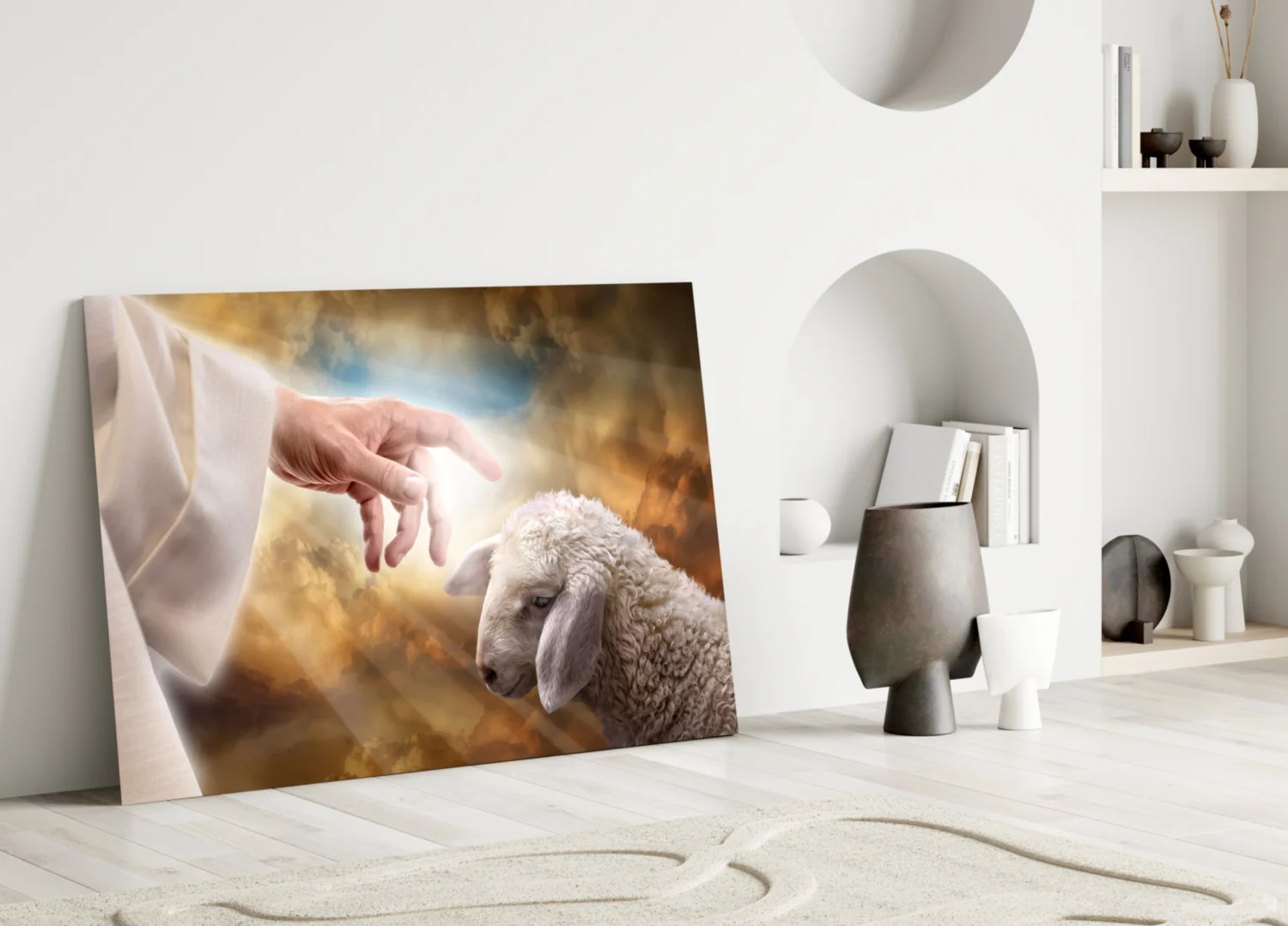 God'S Hand And The Sheep Glass Wall Art - Image 3