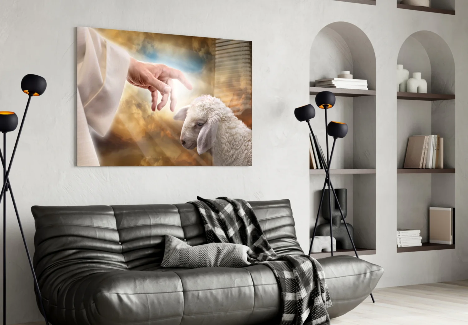 God'S Hand And The Sheep Glass Wall Art - Image 4