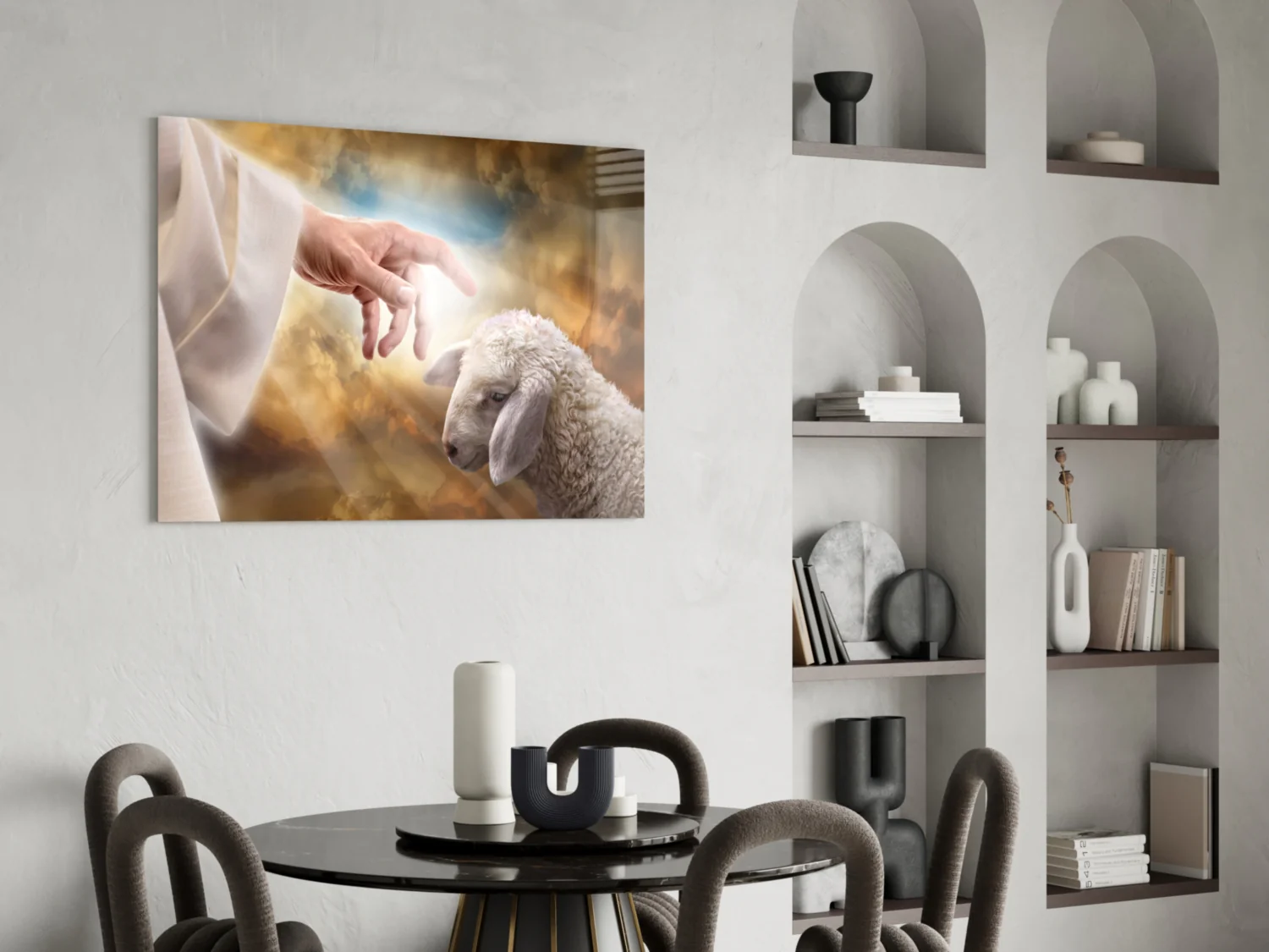 God'S Hand And The Sheep Glass Wall Art - Image 5