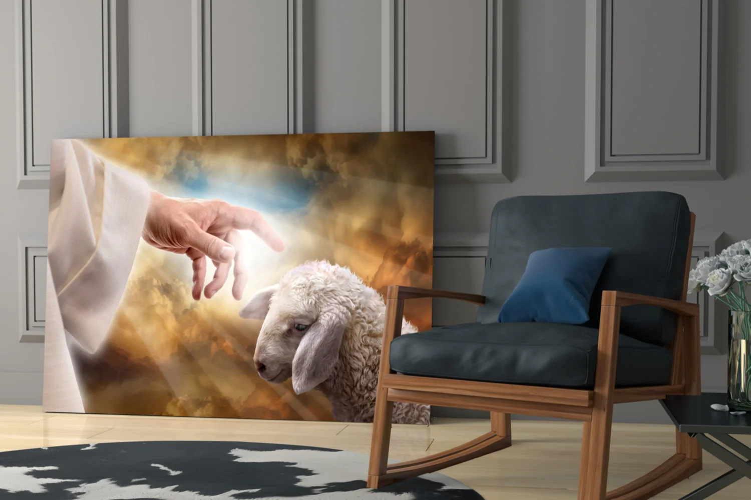 God'S Hand And The Sheep Glass Wall Art - Image 6