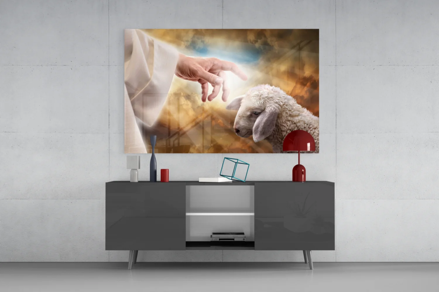 God'S Hand And The Sheep Glass Wall Art - Image 8